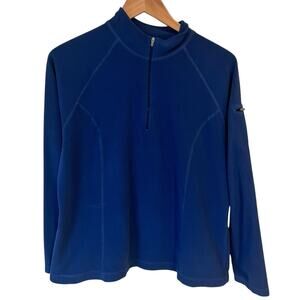 L.L. Bean Women’s Quarter Zip Pullover Large Lightweight Blue Hiking Fleece